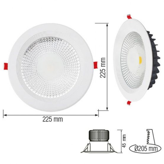 Світильник врізний круг LED 30W 6400K білий VANESSA-30 HOROZ, Ø205, 016-044-0030-010, 6400