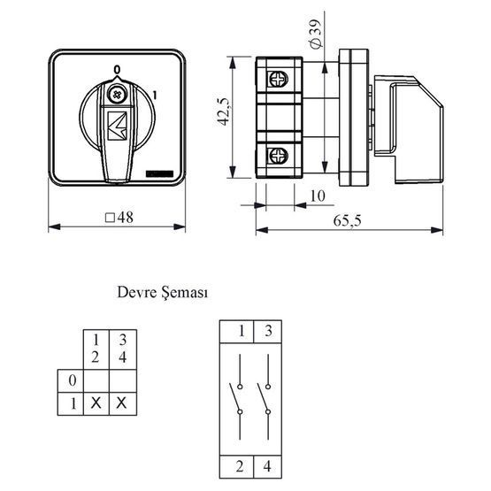 PSA020AK231S Кулачковый переключатель 2-полюсный ON-OFF (0-1) 20А EMAS