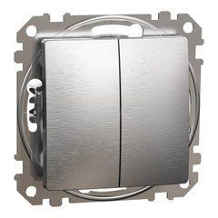 Двоклавішний перемикач, Sedna Design & Elements,матовий алюміній, SDD170108, Schneider Electric, Матовый алюминий