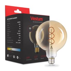 Филаментная лампа Vestum"винтаж" golden twist G125 Е27 6Вт 220V 2500К 1-VS-2603, 2500