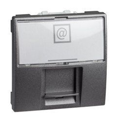 Розетка компьютерная RJ45 (Kat 5e) UTP 2М Графит MGU3.411.12 UNICA Schneider, 7906, Графит