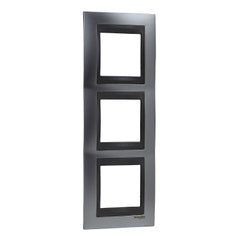 Рамка 3-постова вертикальна "Хром тьмяний" Графіт MGU66.006V.238 Unica Top Schneider, 8606, Хром