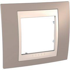 Рамка 1-постовая Коричневый/Сл. кость MGU6.002.574 Unica Plus Schneider, 8306, Коричньовий