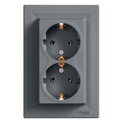 Розетка 2-я с заземлением Сталь EPH9900162 ASFORA Schneider Electric, 10079, Сталь
