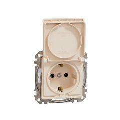 Розетка с заземлением, со шторками, та с крышкой IP44 Бежевый Sedna Design Schneider SDD212024, Бежевый