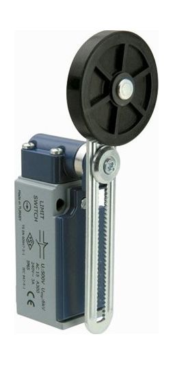 Кінцевик з металевою консоллю та гумовим роликом d=50mm регулювання висоти 1НО+1НЗ EMAS