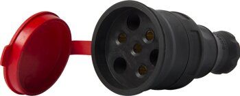 Силовая розетка переносная с защитной крышкой каучуковая e.socket.rubber.031.25, 4п., 25А