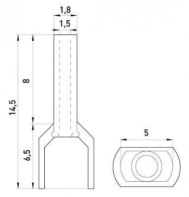 Ізольований наконечник e.terminal.stand.te.2.0.5.white (TE0508 white) 2x0,5 кв.мм, білий