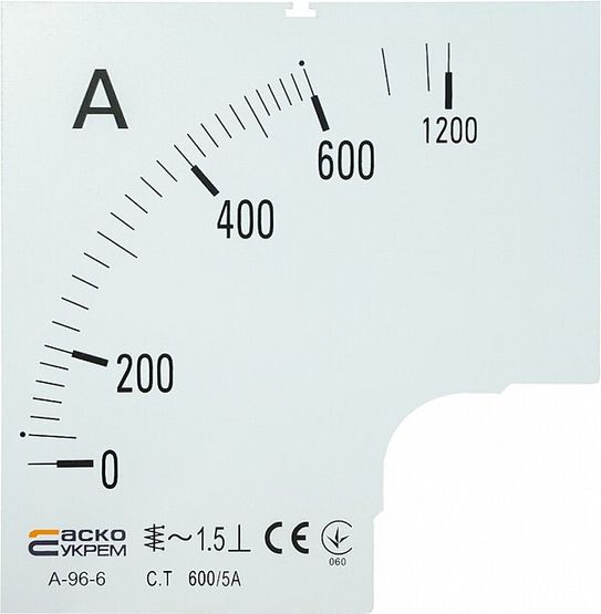 Шкала 600/5А до амперметра А-96-6