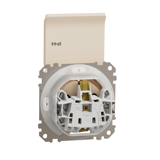 Розетка з заземленням, зі шторками, та з кришкою IP44 Бежевий Sedna Design Schneider SDD212024, Бежевий