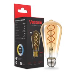 Филаментная лампа Vestum "винтаж" golden twist ST64 Е27 6Вт 220V 2500К 1-VS-2707, 2500
