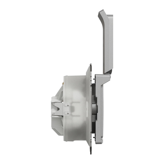 Розетка з заземленням, зі шторками, та з кришкою IP44 Алюміній Sedna Design Schneider SDD213024, Алюміній