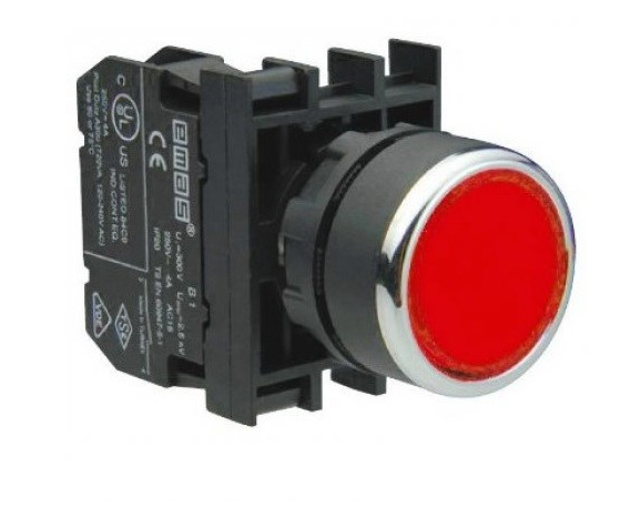 Кнопка B200DK нажимна кругла (1НЗ) червона EMAS