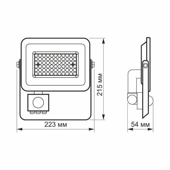 LED прожектор F2e 50W 5000K c датчиком движения и освещенности VIDEX, VL-F2e505W-S, 5000