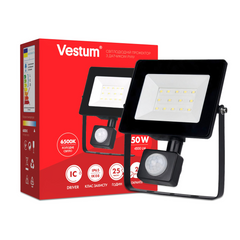 Прожектор LED Vestum с датчиком движения 50W 4300Лм 6500K 175-250V IP65, 1-VS-3012, 6500