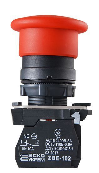 TB5-AT42 Кнопка безпеки. Повернення відтисканням d40mm АСКО