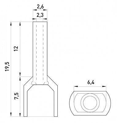 Изолированный наконечник e.terminal.stand.te.2.1.5.black (TE1512 black) 2x1,5 кв.мм, черный
