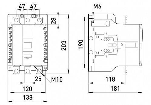 Контактор e.industrial.ukc.220.110, 220А, 110В, 1no+1nc