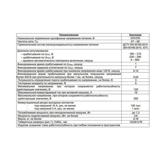 Реле напруги РН-122 16А в розетку Новатек, 5643