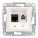 Розетка компьютер+телефон RJ11 + RJ45 cat.5e UTP SDN5100123 Слонова кістка Sedna Schneider, 7454, Слонова кістка