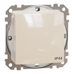 Одноклавишный выключатель, 10АX, IP44, бежевый, Sedna Design & Elements