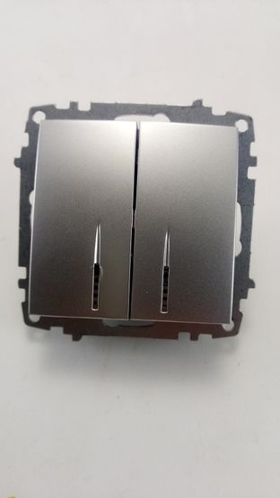 Выключатель 2-ой с подсветкой модуль серебряный EL-BI Zena