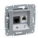 Розетка компьютер+телефон RJ11 + RJ45 cat.5e UTP SDN5100160 Алюминий Sedna Schneider, 7455, Алюминий