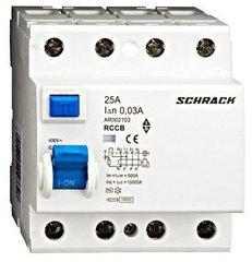 AR052103--, УЗО 10кА/30мА 4P 25А тип A Schrack устройство защитного отключения