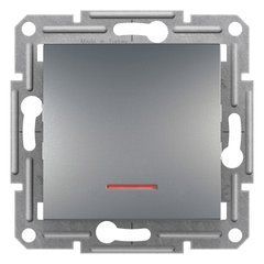 Кнопка с подсветкой Сталь EPH1600162 ASFORA plus Schneider Electric самозаж. контакты, 9939, Сталь