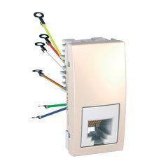 Телефонная розетка RJ12 6 контактов под винт 1М Слоновая кость MGU3.491.25 UNICA Schneider, 8016, Слоновая кость