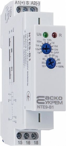 Реле зарежки времени на выключение (1c-10 дней) NTE9-B1 AC/DC 12-240V 1СО АСКО