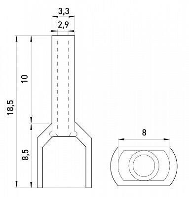 Ізольований наконечник e.terminal.stand.te.2.2.5.red (TE2510 red) 2x2,5 кв.мм, червоний