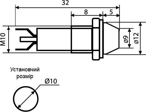 Сигнальна арматура AD22C-10 зелена 220V AC