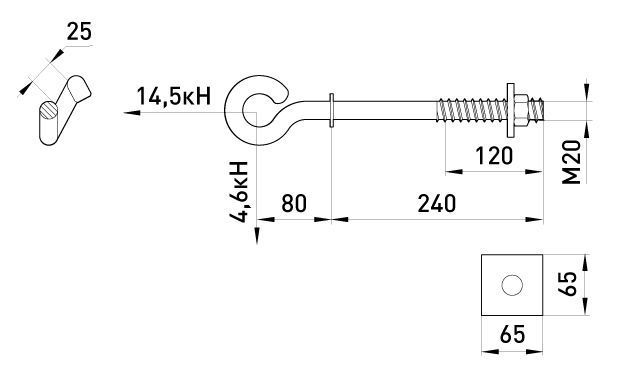 Наскрізний гак e.through.hook.pro.240.20, 240мм, М20 E.NEXT