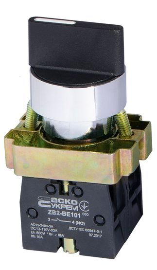 XB2-BD53 кнопка поворотная 3-поз. з самовозвратом Станд. ручка