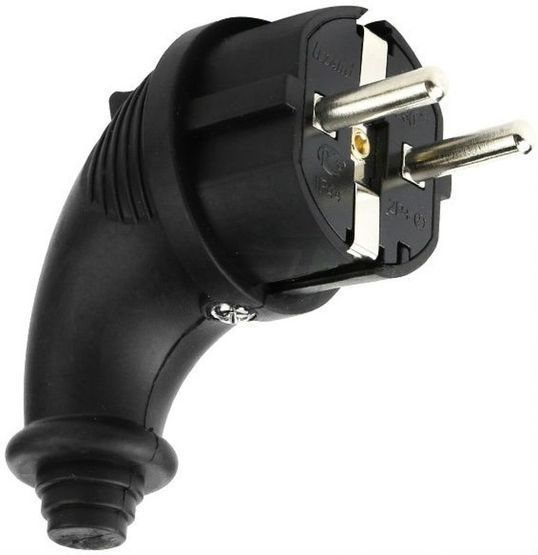 Вилка угловая 2Р+РЕ 1х16А 220-240V каучук Lezard