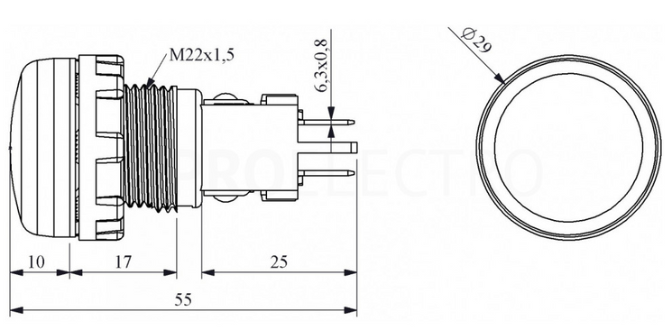 S224M7 Сигнальна арматура 22мм з патроном Ba9S різьбою та затисками без лампи синя, EMAS