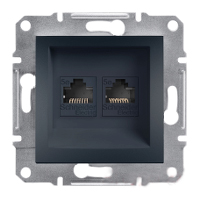 Розетка EPH4400171 компьютерная двойная RJ45 CAT5E UTP ASFORA Schneider Electric Антрацит, 0814, Антрацит