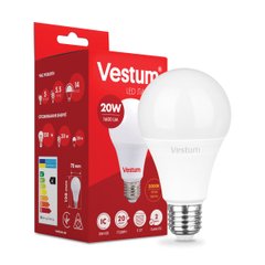 Світлодіодна лампа Vestum A70 20W 3000K 220V E27 1-VS-1110, Білий, 1-VS-1110, 3000
