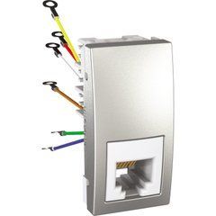 Телефонная розетка RJ12 6 контактов под винт 1М Алюминий MGU3.491.30 UNICA Schneider, 8017, Алюминий