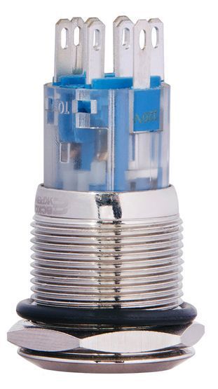TYJ 19-272 Кнопка металева пласка з підсвічуванням, 2NO+2NC, жовта 220V.