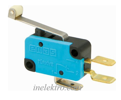 Мікро-вимикач MK1MIP2 з пластиковим роликом на средньому металевому важілі EMAS