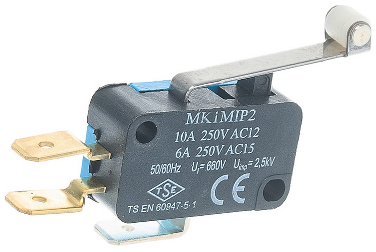 Микро-выключатель MK1MIP2 з пластиковым роликом на среднем металлическом рычаге EMAS