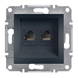Розетка EPH4400171 компьютерная двойная RJ45 CAT5E UTP ASFORA Schneider Electric Антрацит, 0814, Антрацит