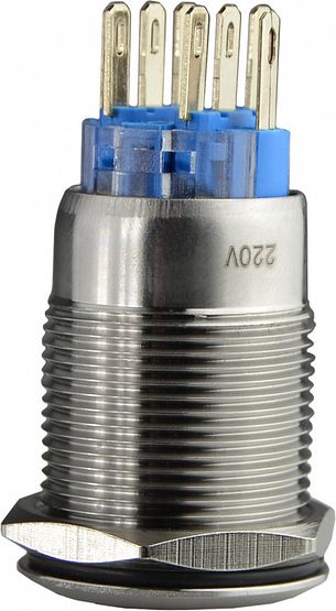 TYJ 19-272 Кнопка металева пласка з підсвічуванням, 2NO+2NC, зелена 220V, 13250
