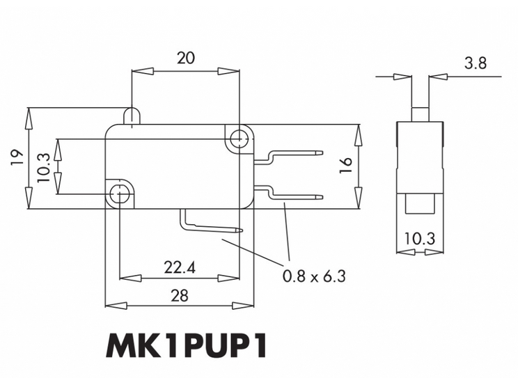Микро-выключатель MK1PUP1 с пластиковым толкателем EMAS