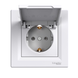 Розетка IP44 с заземляющим контактом защитными шторками и крышкой EPH3100321 белая ASFORA Schneider Electric, 0642, Белый