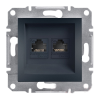Розетка EPH4800171 компьютерная двойная RJ45 CAT6 UTP ASFORA Schneider Electric Антрацит, 0816, Антрацит