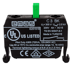 Блок-контакт (1НО) для использования с кнопками серии B C3BK (для постов) EMAS