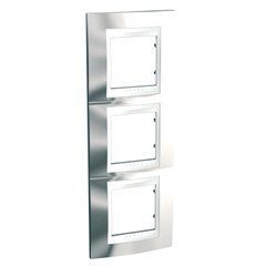 Рамка 3-постова вертикальна "Хром блискучий" Білий MGU66.006V.810 Unica Top Schneider, 8619, Хром
